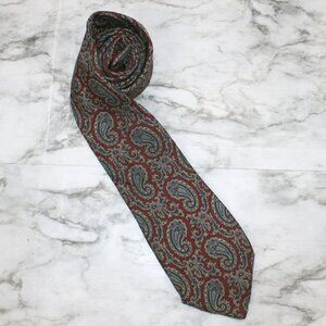 LORD & TAYLOR Necktie Silk Paisley Tie Classic Business Formal Burgundy Blue